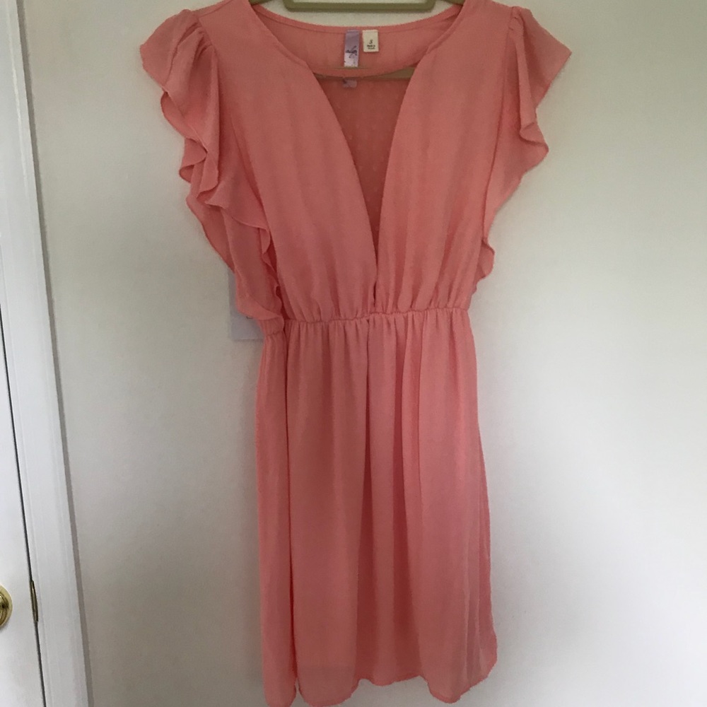 Pink mesh V-neck dress Francesca’s